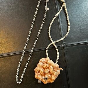 Brighton Pearl and Silver Necklace with Floral Pendant